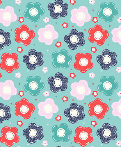The Craft Cotton Co - Sew Beautiful - Mint Flowers (2303-04)