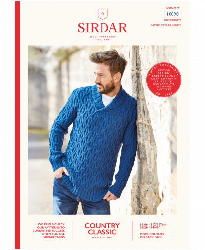 Sirdar 10090 Mens Shawl Collar Sweater in Country Classic DK