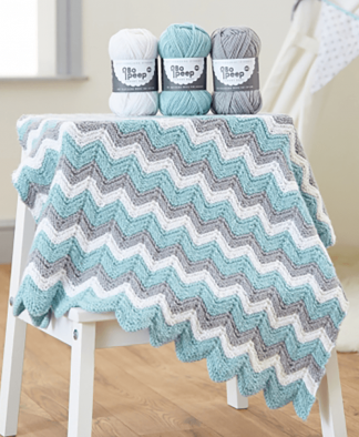 West Yorkshire Spinners Knitted Zig Zag Baby Blanket Pattern in Bo Peep DK