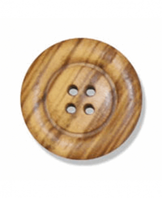 Round Olive Wood Button - 4 Hole - Size 36 (23mm) (G203836)