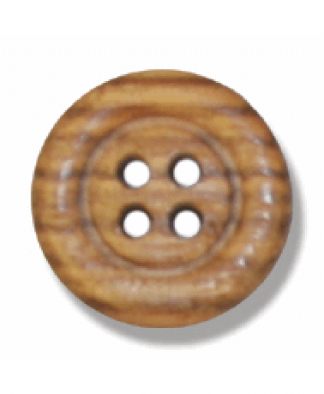 Round Olive Wood Button - 4 Hole - Size 24 (15mm) (G203824)