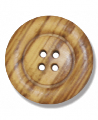 Round Olive Wood Button - 4 Hole - Size 40 (25mm) (G203840)