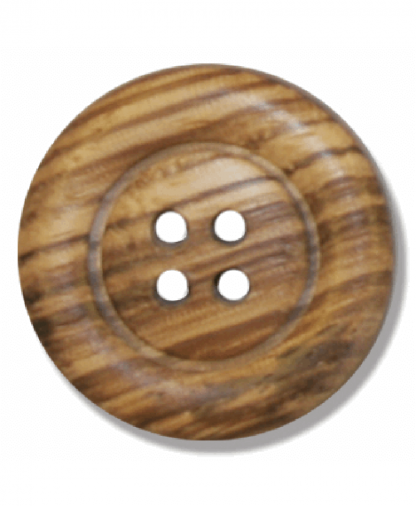 Round Olive Wood Button - 4 Hole - Size 45 (28mm) (G203845)
