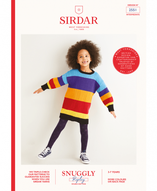 Sirdar_2551_Kids Striped_Colorblock_Dress_in_Snuggly_Replay_DK