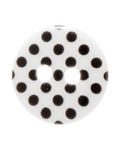 Round Spot Button Size 20 (12mm) - White - Black Spots (50)
