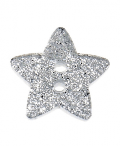 Glitter Star Button Size 28 (18mm) - Silver (80)