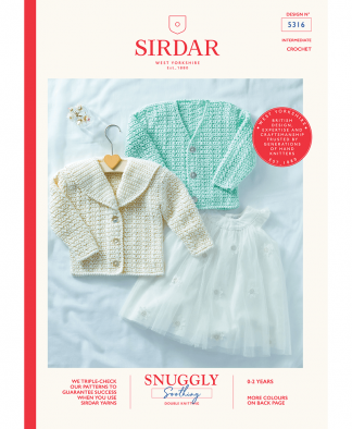 Sirdar 5316 Baby Crochet Cardigan in Snuggly Soothing