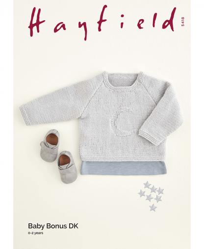 Sirdar 5418 Crescent Moon Sweater in Hayfield Baby Bonus DK