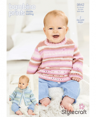 Stylecraft 9842 Cardigan and Sweater in Bambino Prints DK (Leaflet)