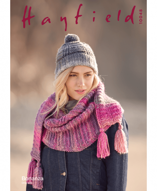 Sirdar 10048 Textured Hat and Scarf in Hayfield Bonanza Chunky