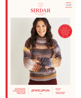 Sirdar 10139 Womens Roll Neck Sweater in Sirdar Jewelspun