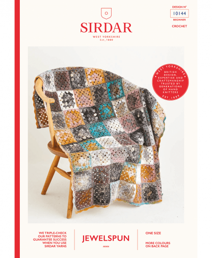 Sirdar 10144 Crochet Granny Square Blanket and Bolster Cushion in Sirdar Jewelspun