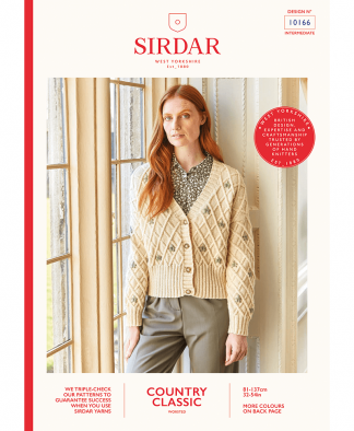 Sirdar 10166 Womens Embroidered Lattice Cable Cardigan in Sirdar Country Classic Worsted