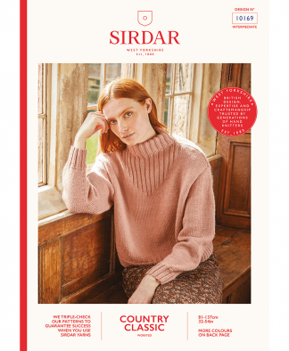 Sirdar 10169 Womens Funnel Neck Rib Detail Sweater in Sirdar Country Classic Worsted