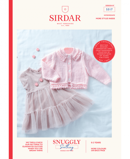 Sirdar 5317 Baby Girl's Cardigan in Snuggly Soothing DK