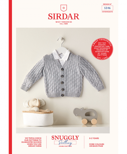Sirdar 5346 V Neck Textured Cardigan in Snuggly Soothing DK