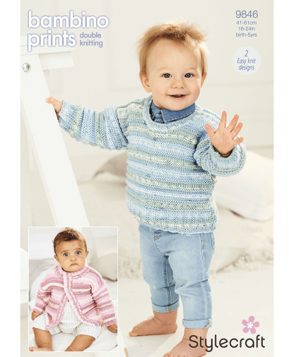 Stylecraft 9846 Cardigan and Sweater in Bambino Prints DK (Leaflet)