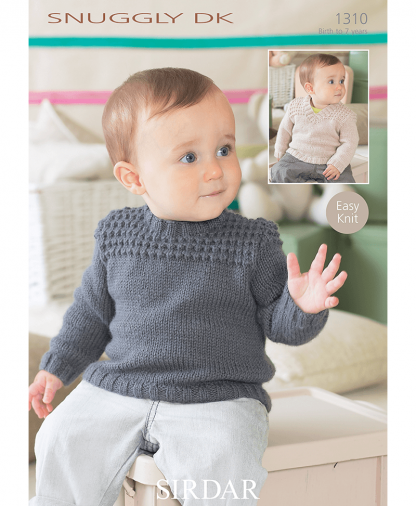 Sirdar 1310 Baby V Neck & Round Neck Sweaters in Snuggly DK
