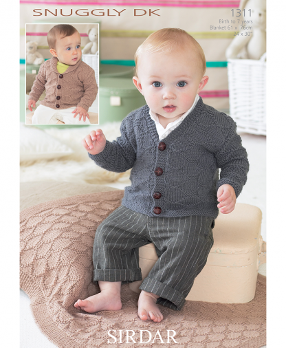 Sirdar 1311 Baby Cardigans and Matching Blanket or Afghan in Snuggly DK
