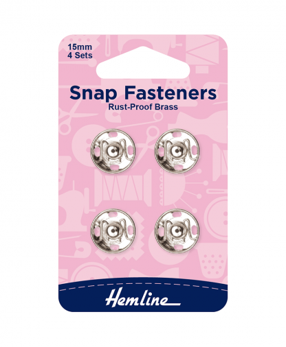 Hemline Snap Fasteners - 15mm Nickle (H420.15)