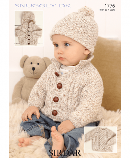 Sirdar 1776 Baby Cabled Sweater, Jacket & Hat in Snuggly DK