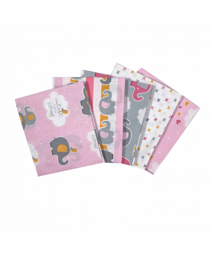 Craft Cotton Co - Cutest Little Elephant - Pink Fat Quarter Bundle (2645-00)