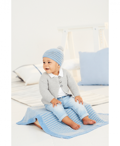 Stylecraft 9530 Cardigan, Hat and Blanket in Bambino DK