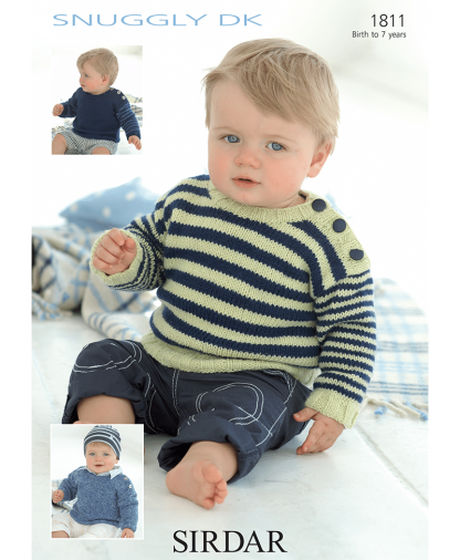 Sirdar 1811 Baby Plain Striped Sweater in Snuggly DK