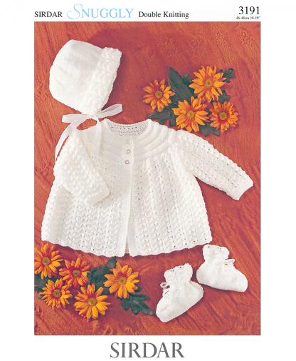Sirdar 3191 Baby Matinee Bonnet & Bootees in Snuggly DK