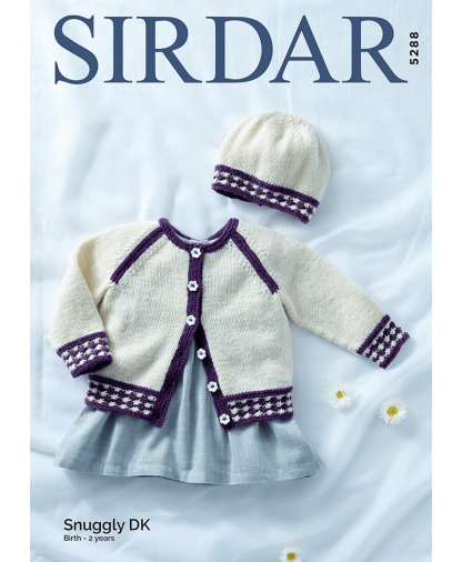 Sirdar 5288 Baby Girls Cardigan & Hat in Snuggly DK