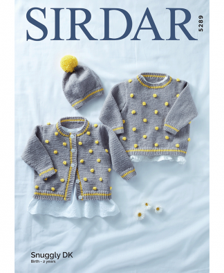 Sirdar 5289 Baby Cardigan, Sweater & Hat in Snuggly DK