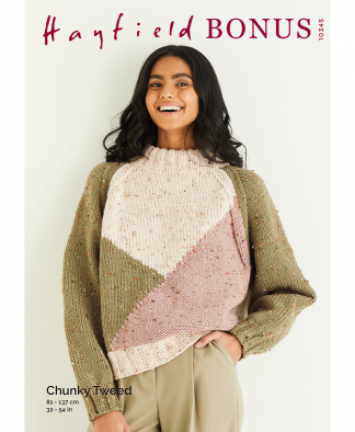 Sirdar 10345 Intarsia Colour Block Sweater in Hayfield Bonus Chunky Tweed