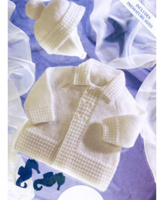 UK Hand Knit Assoc 4 Ply Matinee Jacket and Bonnet (UKHKA18)