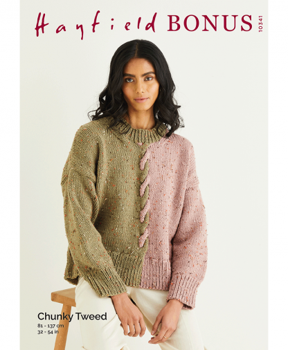 Sirdar 10341 Clever Cable Sweater in Bonus Chunky Tweed