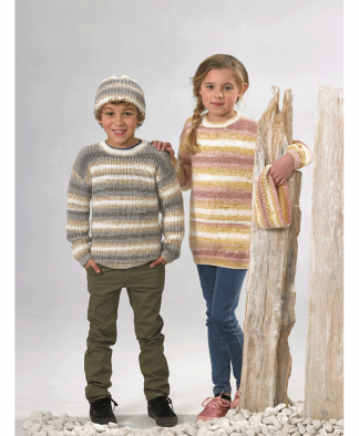 James C Brett JB616 Round Neck Sweater, Tunic, Hat and Cowl in Driftwood DK